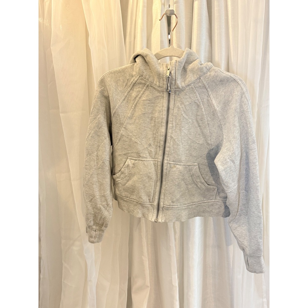 Lululemon Scuba Full Zip Hoodie Womens XS/S Grey Oversized Cropped Fleece